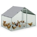 Vounot enclos poulailler en metal galvanise et grillage avec bache pe 300x200x200cm