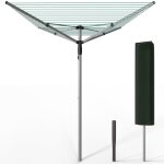 Vounot etendoir a linge exterieur rotatif avec housse de protection et surface etendage 45m argent vert ...
