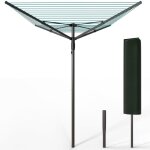 Vounot etendoir a linge exterieur rotatif avec housse de protection et surface etendage 45m gris