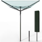 Vounot etendoir a linge exterieur rotatif avec housse de protection et surface etendage 50m gris