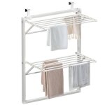 Vounot� �tendoir � linge mural suspendu pliable � double niveau blanc