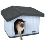 Vounot maison pour chat chien niche en plastique impermable 60x51x41cm - toit inclin amovible - extrieur ...