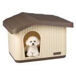 Vounot maison pour chat chien niche en plastique impermable 75x63x51cm - toit inclin amovible - extrieur ...