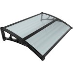 Vounot marquise auvent de porte dentre 120x80cm avec support central - polycarbonate transparent - ...