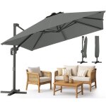 Vounot parasol dport carr premium 3x3m gris - 8 baleines - inclinable 6 positions - rotatif 360 ...