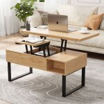 Table basse relevable en hauteur - vowner - 3 en 1 avec 2 tiroirs et rangement cach� pour salon bureau ...