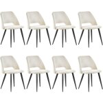 Wafting lot de 8 chaise de salle � manger en velourschaise rembourr�e avec pieds ind�pendantsbeige