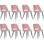 Wafting lot de 8 chaise de salle � manger en velourschaise rembourr�e avec pieds ind�pendantsrose