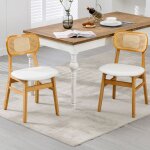 Wahson chaise de salle � manger lot de 2 chaise salle � manger bois r�tro et rotin chaise de cuisine ...