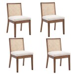 Wahson chaise de salle � manger lot de 4 chaise salle � manger r�tro chaise de cuisine en rotin et bois ...