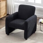 Wahson fauteuil salon confortable en peluche chaise lounge relax avec accoudoir en cadre boispour chambre ...