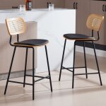 Wahson tabourets de bar lot de 2 chaise de bar bois et métal avec dossier rotin tabouret haut bar moderne ... Wahson tabourets de bar lot de 2 chaise de bar bois et métal avec dossier rotin tabouret haut bar moderne ...