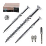 Walcur vis pour terrasse 5. 0 x 60 mm a2 inox autoperceuse pack de 1000 avec 2 embouts torx et 1 foret ...