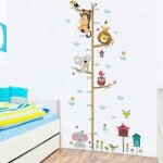 Wall sticker jungle animaux sauvages ramifie toise de mesure mural wall sticker stickers pour les enfant ...