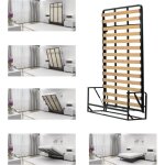 Wallbedking - lit escamotable 2 personnes - 180cm x 200cm - vertical - lit mural rabattable - classique ...