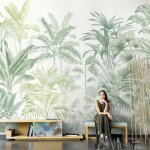 Wallpaper 3d soie papier peint feuilles de plantes tropicales poster geant tapisserie murales chambre ...