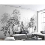 Wallpaper papier peint panoramique abstrait arbre noir et blanc tapisserie peinture murale papier peint ...