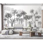 Wallpaper papier peint panoramique forêt tropicale de cocotier noir et blanc tapisserie peinture murale ... Wallpaper papier peint panoramique forêt tropicale de cocotier noir et blanc tapisserie peinture murale ...