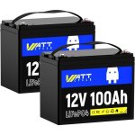Wattcycle 2pc 12v 100ah 1. 2kwh batterie lithium fer phosphate lifepo4 batterie pour la roue de puissance ...