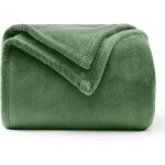 Couverture plaid polaire - wavve - microfibre douce chaude et respirante - 150x200 - verte)