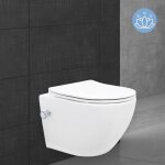 Wc suspendu sans rebord avec fonction bidet et avec nano - revêtement 49x36x33 cm blanc en céramique ... Wc suspendu sans rebord avec fonction bidet et avec nano - revêtement 49x36x33 cm blanc en céramique ...