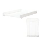 Webaby - plan � langer amovible avec matelas pour lit b�b� en bois 60x120 mona blanc - 50x70