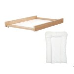 Webaby - plan � langer amovible avec matelas pour lit b�b� en bois 60x120 mona h�tre verni - 50x70