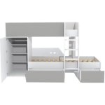Weber lit superpos� enfant contemporain blanc et gris - l 90 x l 190 cm - twin