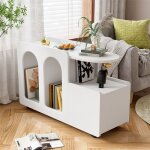 Weigulo meuble dappoint blanc � roulettes chariot de rangement polyvalent pour salon salle � manger et ...