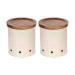 Wenko bo�te de conservation alimentaire aria 2x bo�te rangement cuisine 16l avec couvercle m�tal bois ...