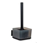 Wenko brosse wc mural quadro fixation sans perage design carr acier inox plastique noir transparent ...