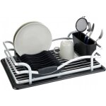 gouttoir vaisselle - wenko - aluminium inox - bac amovible - noir - argent mat