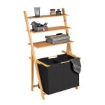 �tag�re �chelle salle de bain - wenko - ecori - panier � linge 2 compartiments - 3 etag�res - bambou ...