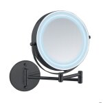 Wenko miroir mural grossissant x5 �clairage led lumi miroir de maquillage rond montage sans per�age noir ...