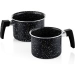 Westinghouse black marble casserole a lait lot de 2 �12 cm + �14 cm compatible induction sans pfoa rev�tement ...