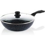Westinghouse black marble wok 32 cm avec couvercle compatible induction et tous types de plaques sans ...