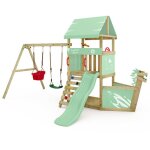 Wickey aire de jeux avec nez de bateau wickey dinkyhouse vert pastel Wickey aire de jeux avec nez de bateau wickey dinkyhouse vert pastel