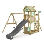 Wickey aire de jeux portique bois farmflyer avec balanoire et toboggan
