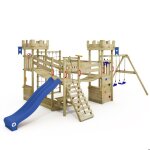Wickey aire de jeux portique bois smart arch avec balançoire et toboggan bleu Wickey aire de jeux portique bois smart arch avec balançoire et toboggan bleu