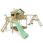 Maison sur pilotis bois wickey smart ocean avec toboggan 220 cm vert pastel et double balan�oire ? 10 ...