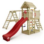 Wickey aire de jeux rocketflyer avec balanoire & toboggan rouge