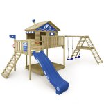 Maison sur pilotis bois wickey smart ocean avec toboggan 220 cm anthracite et double balan�oire ? 10 ...