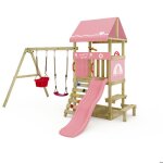 Aire de jeux wickey dinkyhouse ? toboggan rose pastel balan�oire avec si�ge pour b�b� et table de pique ...