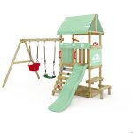 Aire de jeux wickey dinkyhouse ? toboggan vert pastel balan�oire avec si�ge pour b�b� et table de pique ...