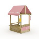 Wickey bac  sable avec toit wickey dinky avec table de pique - nique aire de jeux 84x113x28 - rose pastel ...