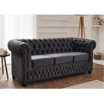 William - canapé chesterfield - 3 places - en velours - gris foncé William - canapé chesterfield - 3 places - en velours - gris foncé