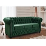 William - canapé chesterfield - 3 places - en velours - vert William - canapé chesterfield - 3 places - en velours - vert