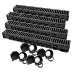 Wiltec 4x caniveau ? 1000 x 140 x 115 mm ? capacit� de charge 125 t ? avec grille de recouvrement en ...