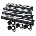 Wiltec 4x caniveau ? 1000 x 140 x 115 mm ? capacit� de charge 15 t ? avec grille de recouvrement galvanis�e ...