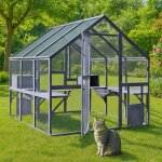 Wiltec enclos ext�rieur pour chats 210 x 187 x 187 cm catio bois sapin toit avec b�che imperm�able plusieurs ...